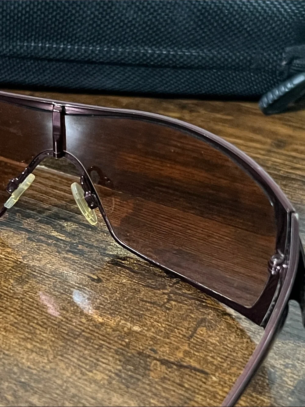 Oakley Brown Shield Sunglasses with Black Hard Case